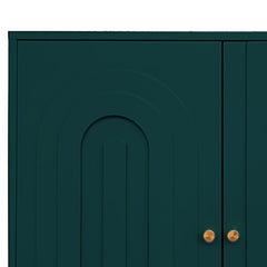Sideboard, 4 Doors, Solid and Manufactured Wood, Metal Legs