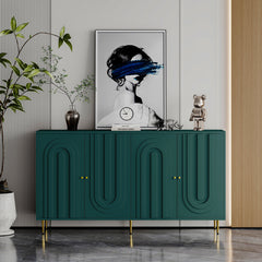 Sideboard, 4 Doors, Solid and Manufactured Wood, Metal Legs