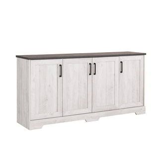 Sideboard, 4 Doors, Washed White with Manufactured Wood