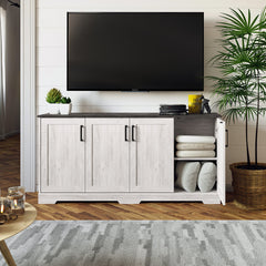 Sideboard, 4 Doors, Washed White with Manufactured Wood