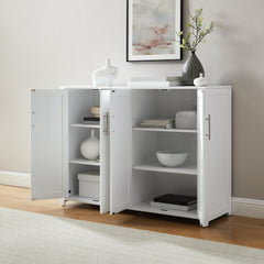 Sideboard, 48-Inch Wide, White with Brushed Nickel Hardware