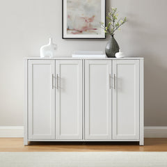 Sideboard, 48-Inch Wide, White with Brushed Nickel Hardware