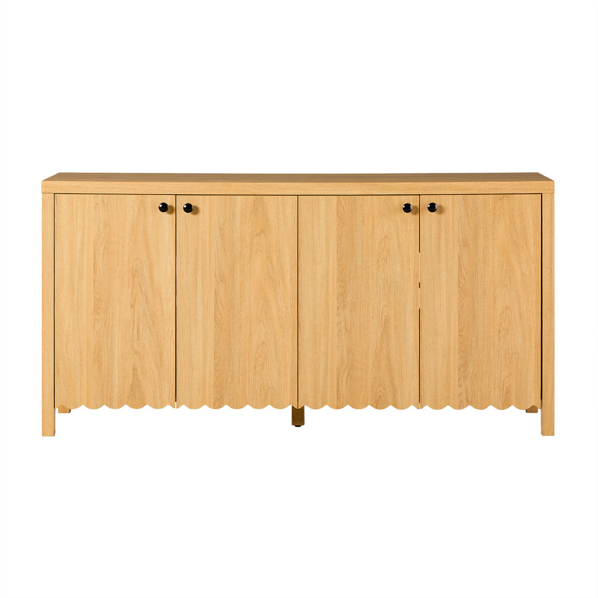 Sideboard, 60 in W Manufactured Wood with Scalloped Edges, White Oak