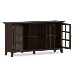 Sideboard, 62-Inch Solid Wood Cabinet, Three Glass Doors