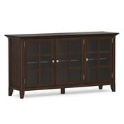 Sideboard, 62-Inch Solid Wood Cabinet, Three Glass Doors