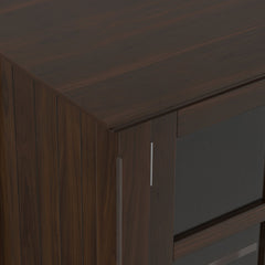 Sideboard, 62-Inch Solid Wood Cabinet, Three Glass Doors