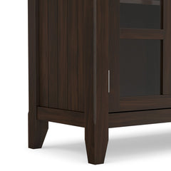 Sideboard, 62-Inch Solid Wood Cabinet, Three Glass Doors