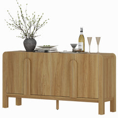 Sideboard, 63 Inch Wide, Walnut Solid and Manufactured Wood