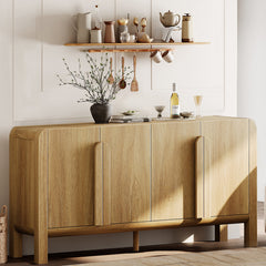 Sideboard, 63 Inch Wide, Walnut Solid and Manufactured Wood