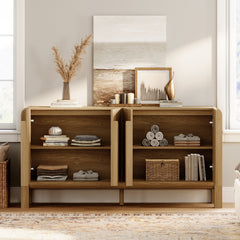 Sideboard, 63 Inch Wide, Walnut Solid and Manufactured Wood