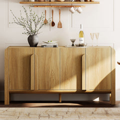 Sideboard, 63 Inch Wide, Walnut Solid and Manufactured Wood