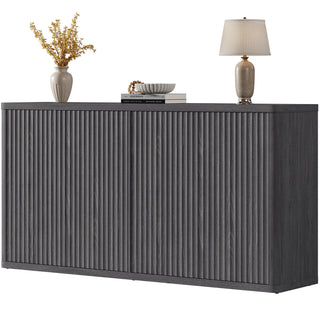 Sideboard, 66.3 in Wide, Manufactured Wood in Dark Gray