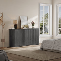 Sideboard, 66.3 in Wide, Manufactured Wood in Dark Gray