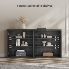 Sideboard, 66.3 in Wide, Manufactured Wood in Dark Gray