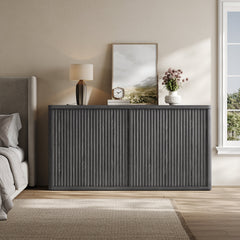 Sideboard, 66.3 in Wide, Manufactured Wood in Dark Gray