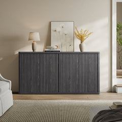 Sideboard, 66.3 in Wide, Manufactured Wood in Dark Gray