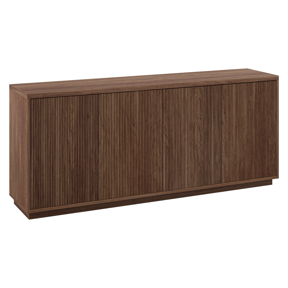 Sideboard, 68 Inch Fluted Manufactured Wood, Satin Walnut
