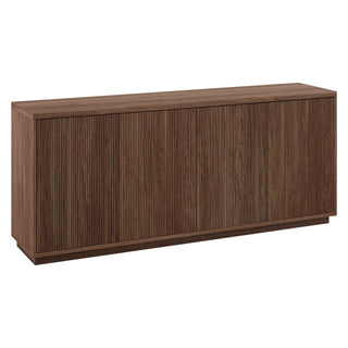 Sideboard, 68 Inch Fluted Manufactured Wood, Satin Walnut