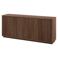 Sideboard, 68 Inch Fluted Manufactured Wood, Satin Walnut