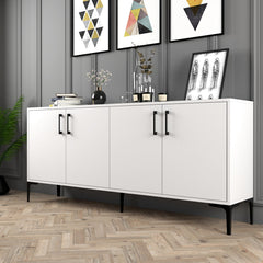 Sideboard, 70.9 in W, White Manufactured Wood with Metal Accents