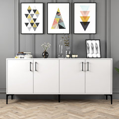 Sideboard, 70.9 in W, White Manufactured Wood with Metal Accents