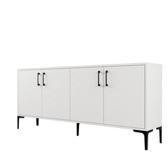 Sideboard, 70.9 in W, White Manufactured Wood with Metal Accents