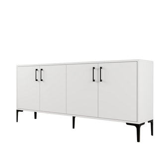Sideboard, 70.9 in W, White Manufactured Wood with Metal Accents
