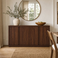 Sideboard, 70 In Wide Manufactured Wood, Mahogany Brown