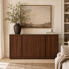 Sideboard, 70 In Wide Manufactured Wood, Mahogany Brown