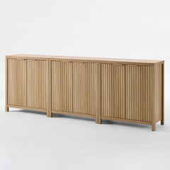 Sideboard, 91.5 Inch Wide, Sand Oak Manufactured Wood