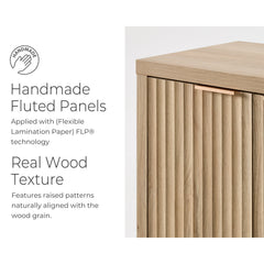 Sideboard, 91.5 Inch Wide, Sand Oak Manufactured Wood