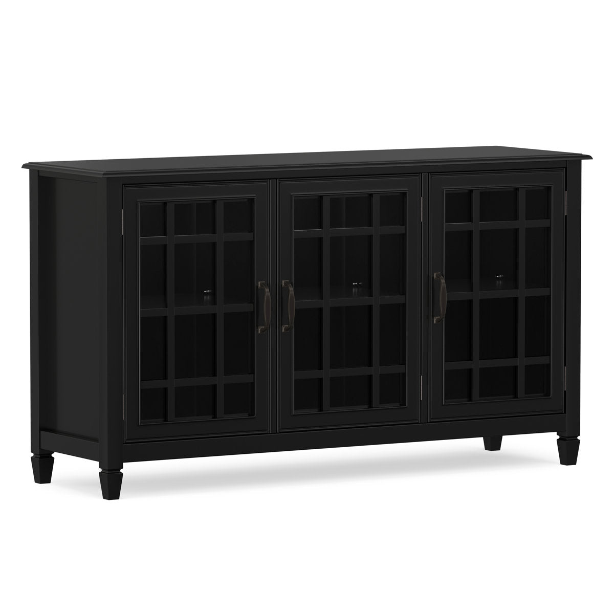 Sideboard Buffet, 60 Inch, Solid Wood with Glass Doors