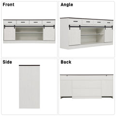 Sideboard Buffet Cabinet, 70 In Wide, White and Brown Manufactured Wood