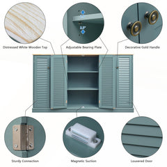 Sideboard Buffet Cabinet, MDF with Six Doors in Teal