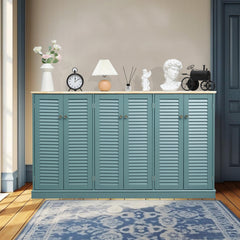 Sideboard Buffet Cabinet, MDF with Six Doors in Teal