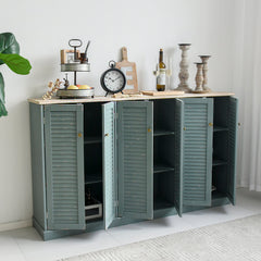Sideboard Buffet Cabinet, MDF with Six Doors in Teal