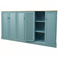 Sideboard Buffet Cabinet, MDF with Six Doors in Teal
