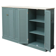 Sideboard Buffet Cabinet, MDF with Six Doors in Teal