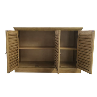 Sideboard Buffet in Natural Brown Manufactured Wood with 3 Doors