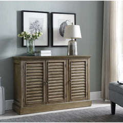 Sideboard Buffet in Natural Brown Manufactured Wood with 3 Doors