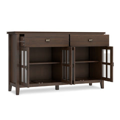 Sideboard Buffet, Solid Pine and Manufactured Wood, 60 Inch, Black