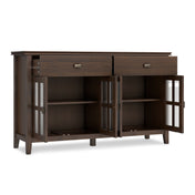 Sideboard Buffet, Solid Pine and Manufactured Wood, 60 Inch, Black