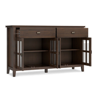 Sideboard Buffet, Solid Pine and Manufactured Wood, 60 Inch, Black