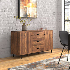Sideboard Buffet with 3 Drawers and 2 Doors in Brown