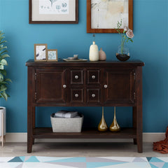 Sideboard Buffet with Four Drawers and Two Cabinets in Espresso