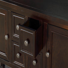 Sideboard Buffet with Four Drawers and Two Cabinets in Espresso
