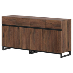 Sideboard Cabinet, 6 Doors, Walnut Grain Manufactured Wood, Brown
