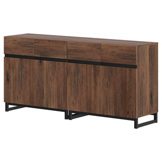 Sideboard Cabinet, 6 Doors, Walnut Grain Manufactured Wood, Brown