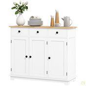 Sideboard Cabinet, Solid and Manufactured Wood, 3 Doors, 3 Drawers