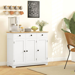 Sideboard Cabinet, Solid and Manufactured Wood, 3 Doors, 3 Drawers